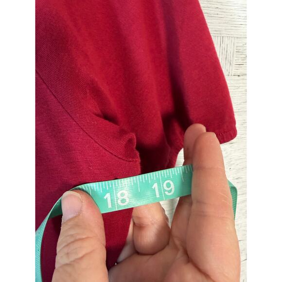 Ann Taylor loft women’s shirt dress drop waist deep red button collar travel - Picture 7 of 11